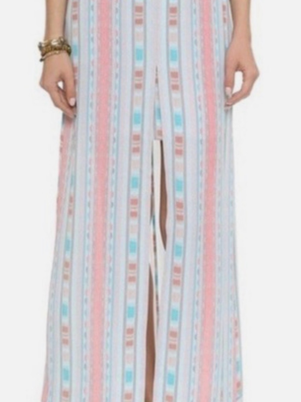 BCBGMaxAzria Pink Clay Striped Maxi Skirt